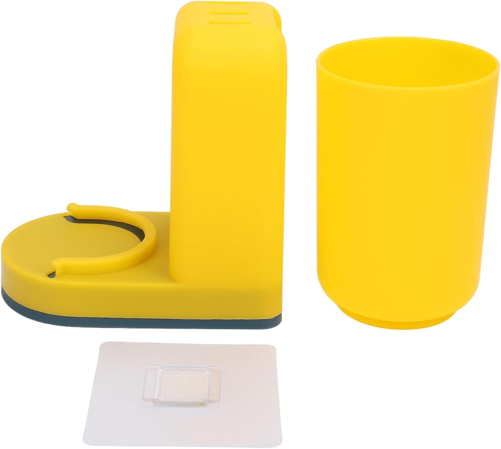 Yellow Wall-Mounted Toothbrush Holder and Cup