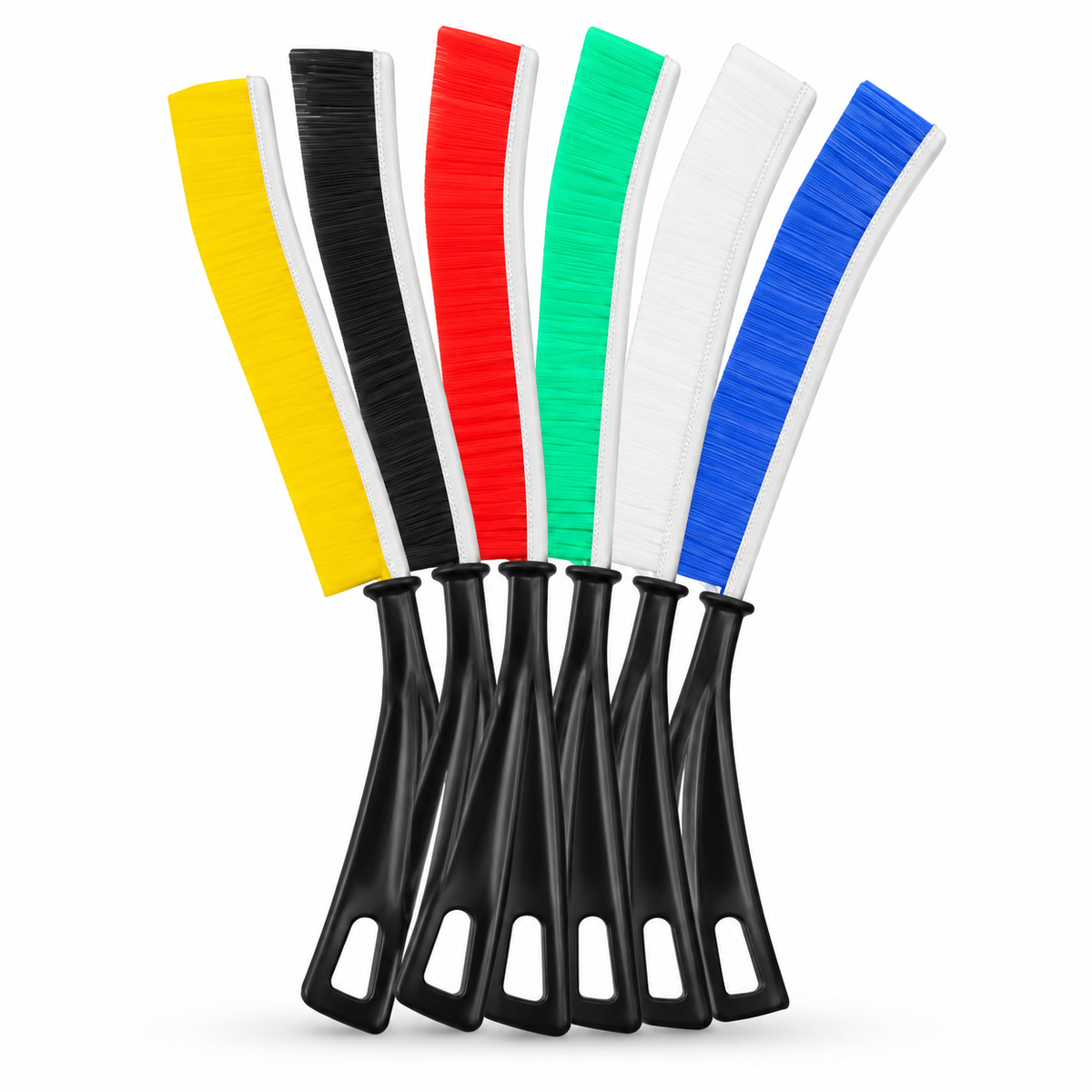 Multicolor Crevice Cleaning Brushes, Set of Six