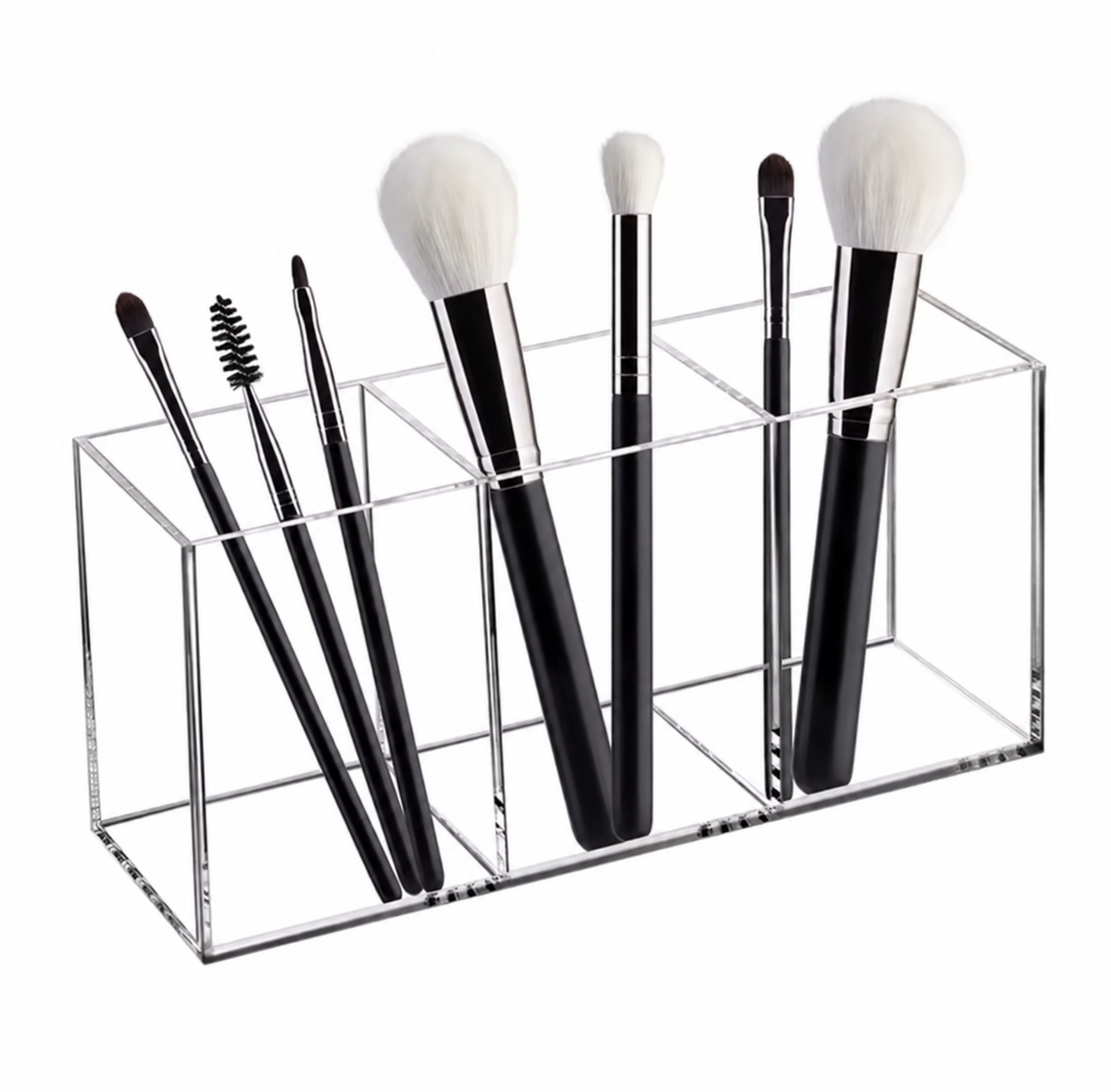 Clear Three-Compartment Makeup Organizer