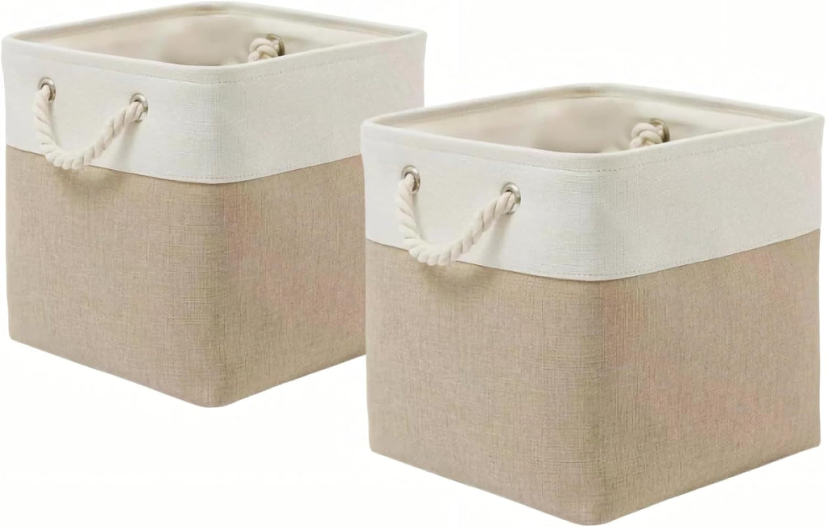 Two-Tone Fabric Storage Cubes, Set of Two