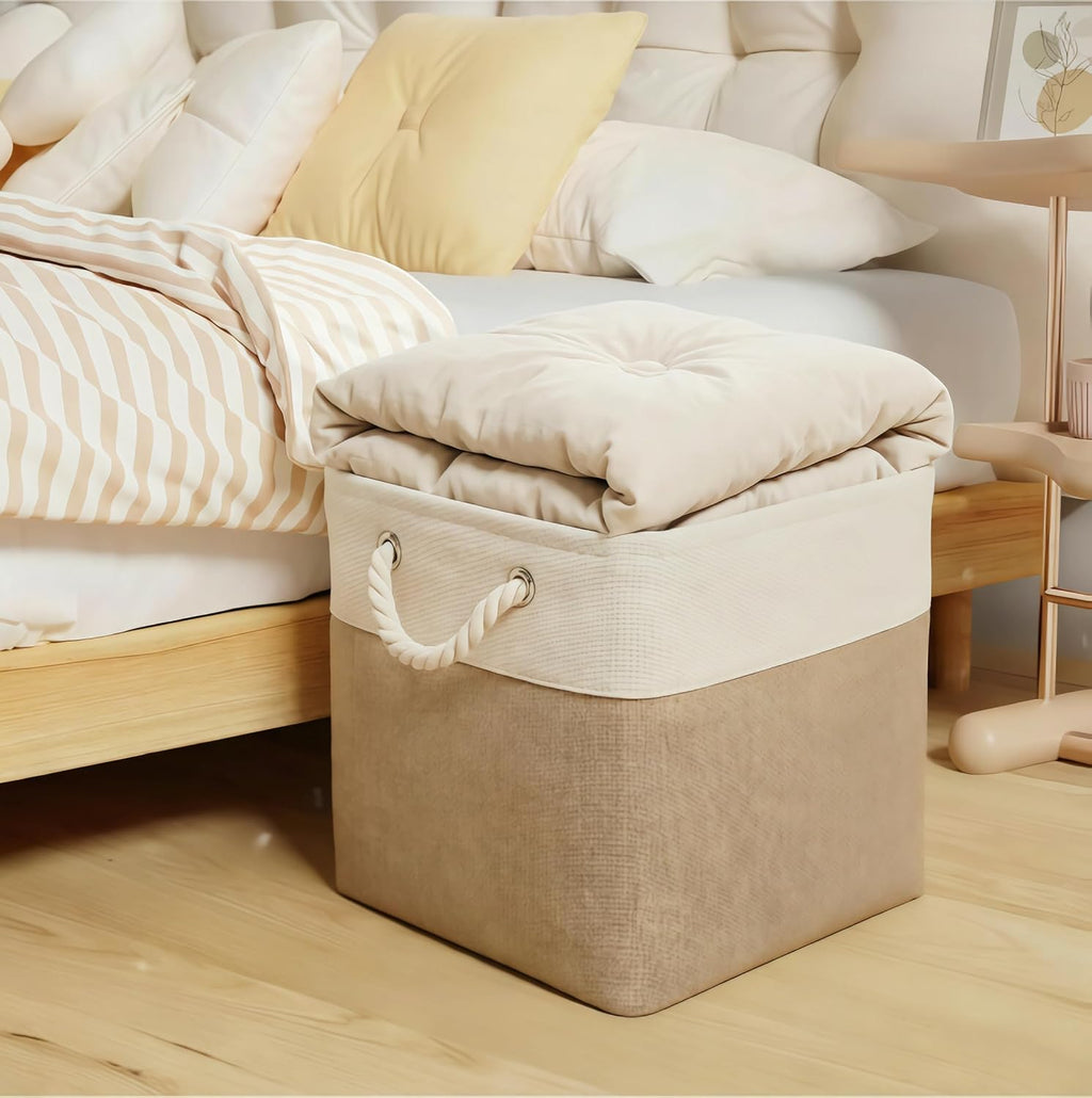 Two-Tone Fabric Storage Cubes, Set of Two