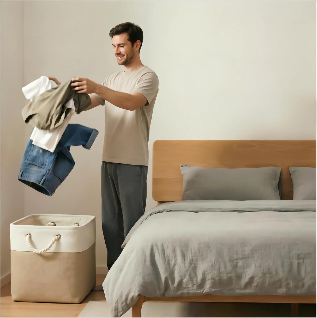 Two-Tone Fabric Storage Cubes, Set of Two