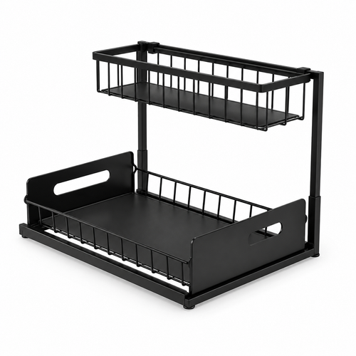 Black Two-Tier Pull-Out Under-Sink Organizer